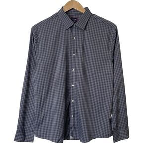 Untuckit Mens Size XL Timbre Performance Button Up Shirt Long Sleeve Plaid Gray